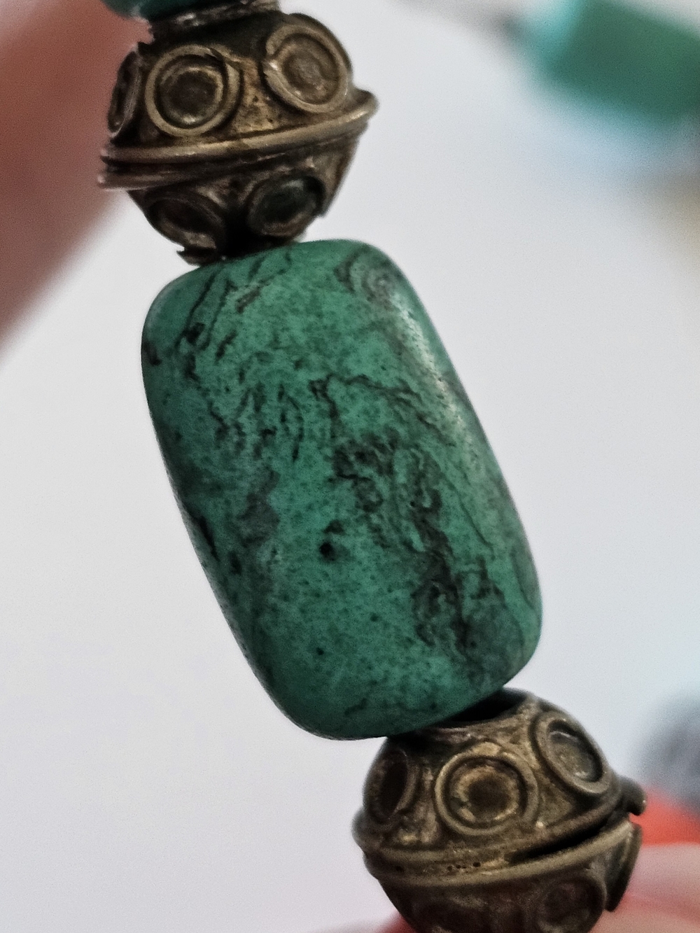 Vintage Tibetan Style Necklace – Dyed Coral & Turquoise Barrel Beads - Picture 9 of 14